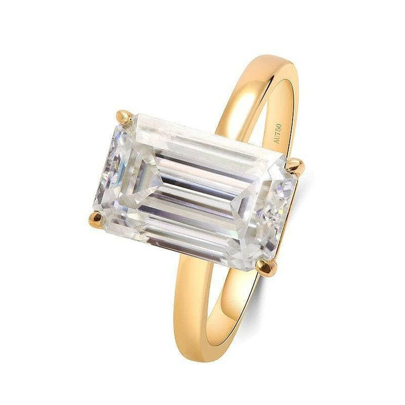Classic 18k Yellow Gold 4.0 Ct Emerald Cut Diamond Engagement Ring-Evani Naomi Jewelry