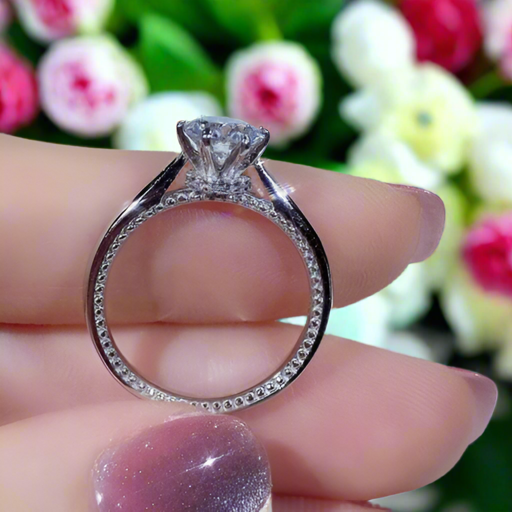 Classic 1.0 Carat Round Cut Diamond Engagement Ring-Evani Naomi Jewelry