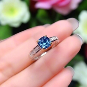 Classic 1.0 Ct Cushion Cut Blue Diamond Engagement Ring-Evani Naomi Jewelry