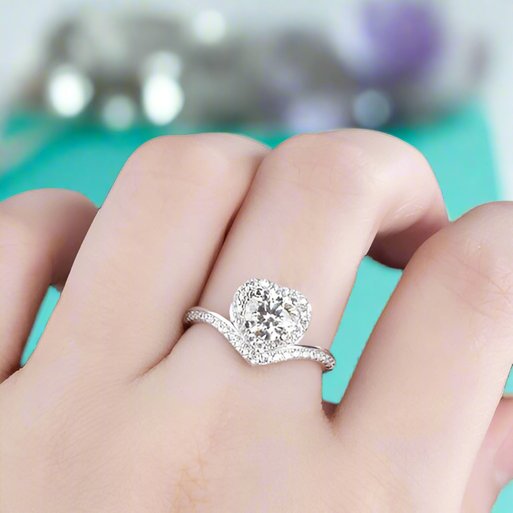 Classic 1.0 Ct Heart Shaped Diamond Engagement Ring-Evani Naomi Jewelry