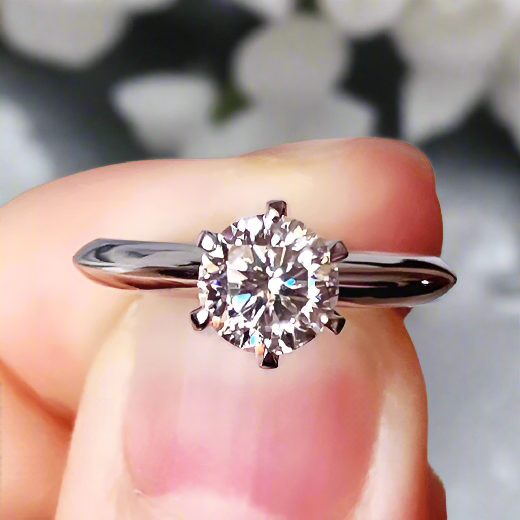 Classic 1.0 Ct Round Cut Diamond Engagement Ring-Evani Naomi Jewelry