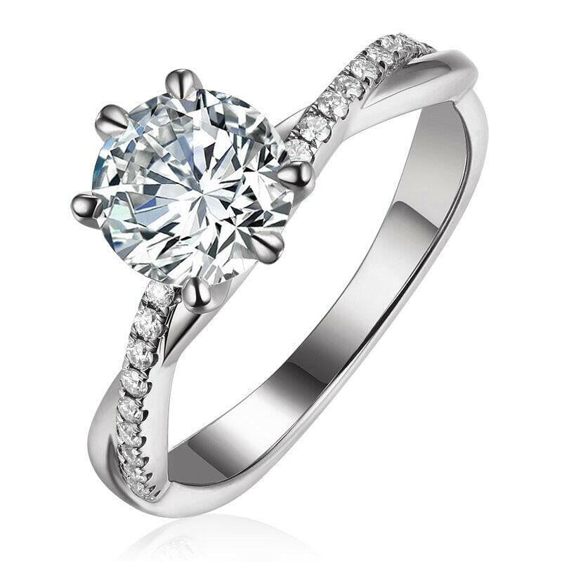 Classic 1.0 Ct Round Diamond Twisted Engagement Ring-Evani Naomi Jewelry
