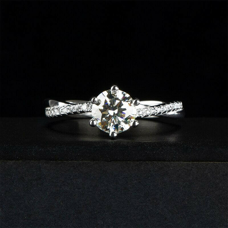 Classic 1.0 Ct Round Diamond Twisted Engagement Ring-Evani Naomi Jewelry
