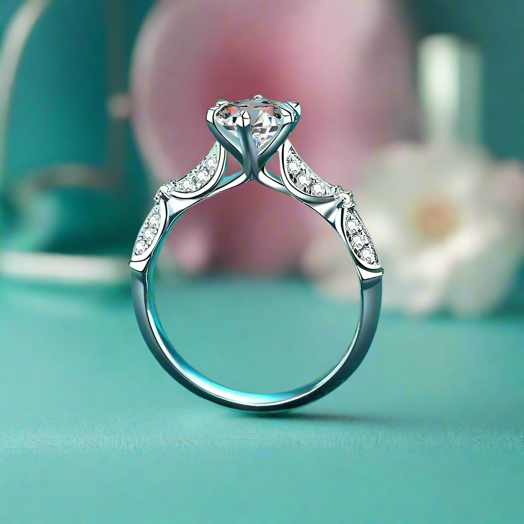 Classic 1ct 6.5mm Round Diamond Engagement Ring-Evani Naomi Jewelry
