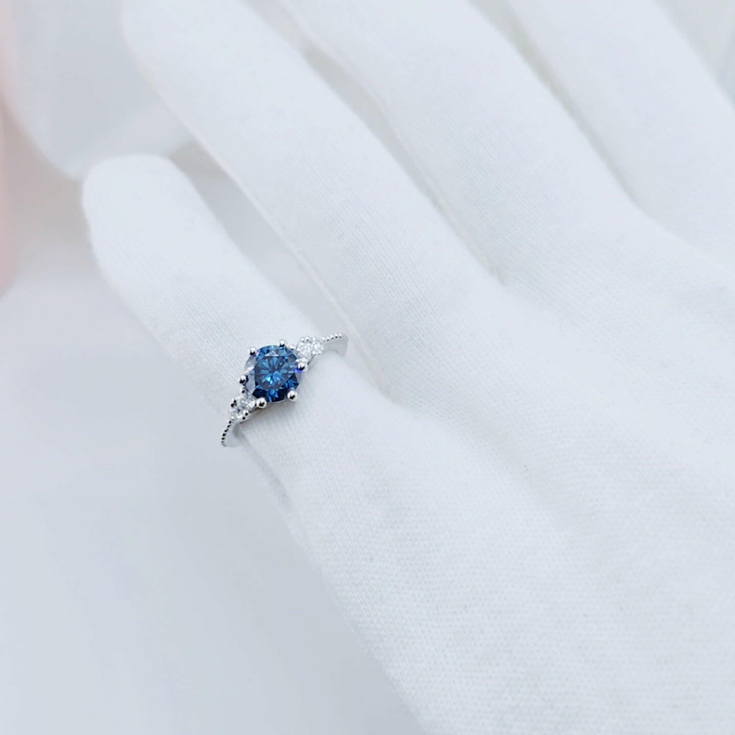 Classic 1ct VVS1 Blue Diamond Engagement Ring-Evani Naomi Jewelry