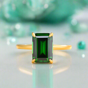 Classic 3.0ct Yellow Gold Emerald Cut Engagement Ring-Evani Naomi Jewelry