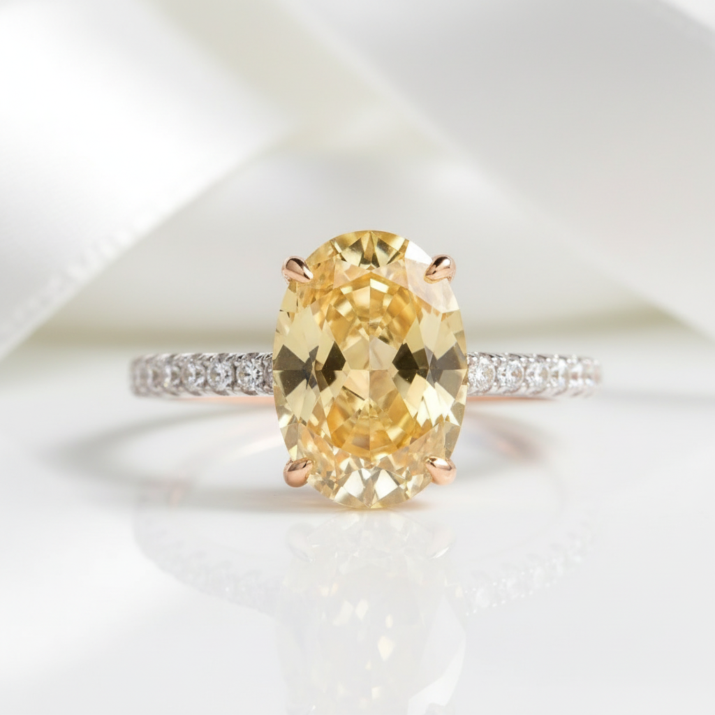 Classic 3.5 ct Topaz Oval Cut Engagement Ring - Evani Naomi Jewelry