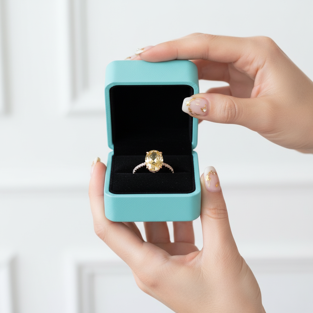 Classic 3.5 ct Topaz Oval Cut Engagement Ring - Evani Naomi Jewelry