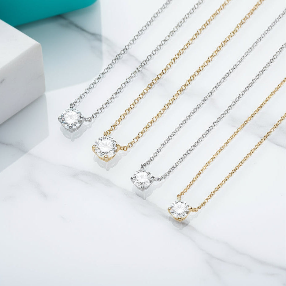 Classic 4-Prong 3ct Diamond Birthstone Pendant Necklace-Evani Jewelry