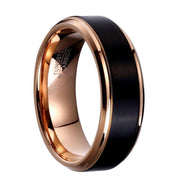 Classic Black & Rose Gold Tungsten Unisex Wedding Band-Evani Naomi Jewelry