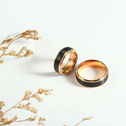 Classic Black & Rose Gold Tungsten Unisex Wedding Band-Evani Naomi Jewelry