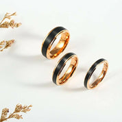 Classic Black & Rose Gold Tungsten Unisex Wedding Band-Evani Naomi Jewelry