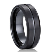 Classic Black Unisex Tungsten Wedding Band with Groove-Evani Naomi Jewelry