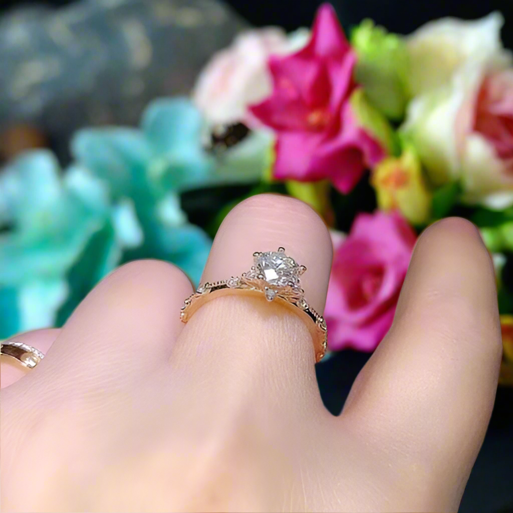 Classic Diamond Crackling Engagement Ring-Evani Naomi Jewelry