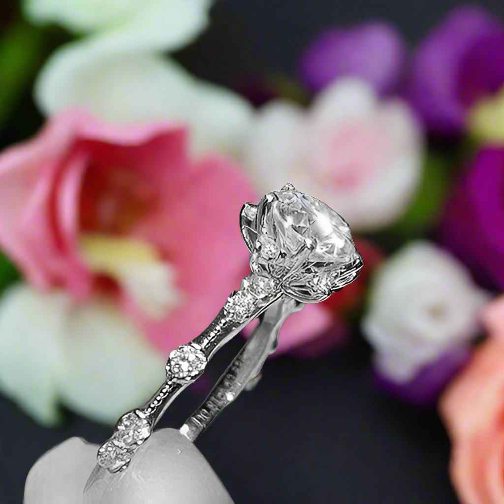 Classic Diamond Crackling Engagement Ring-Evani Naomi Jewelry