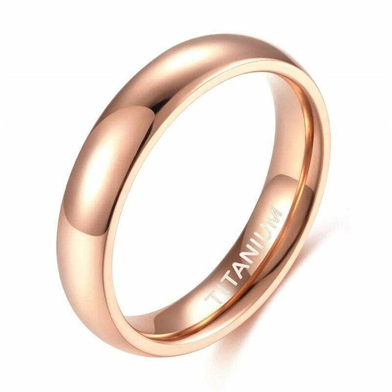 Classic Polished Dome Rose Gold Titanium Wedding Band-Evani Naomi Jewelry