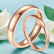 Classic Polished Dome Rose Gold Titanium Wedding Band-Evani Naomi Jewelry