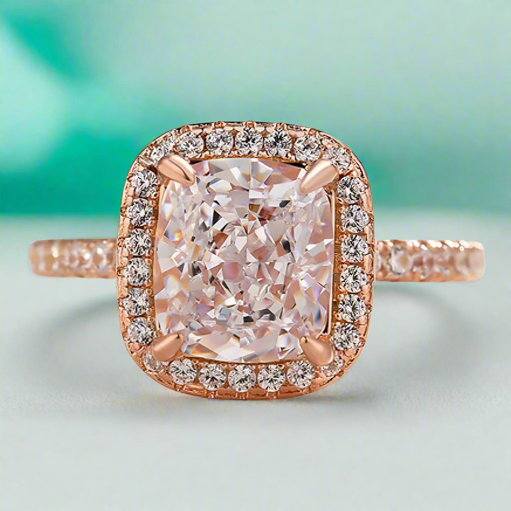 Classic Rose Gold Halo Radiant Cut Engagement Ring-Evani Naomi Jewelry