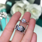 Classic Round Cut Diamond Couple Ring-Evani Naomi Jewelry