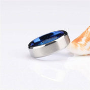 Classic Silver & Blue Unisex Titanium Wedding Band-Evani Naomi Jewelry