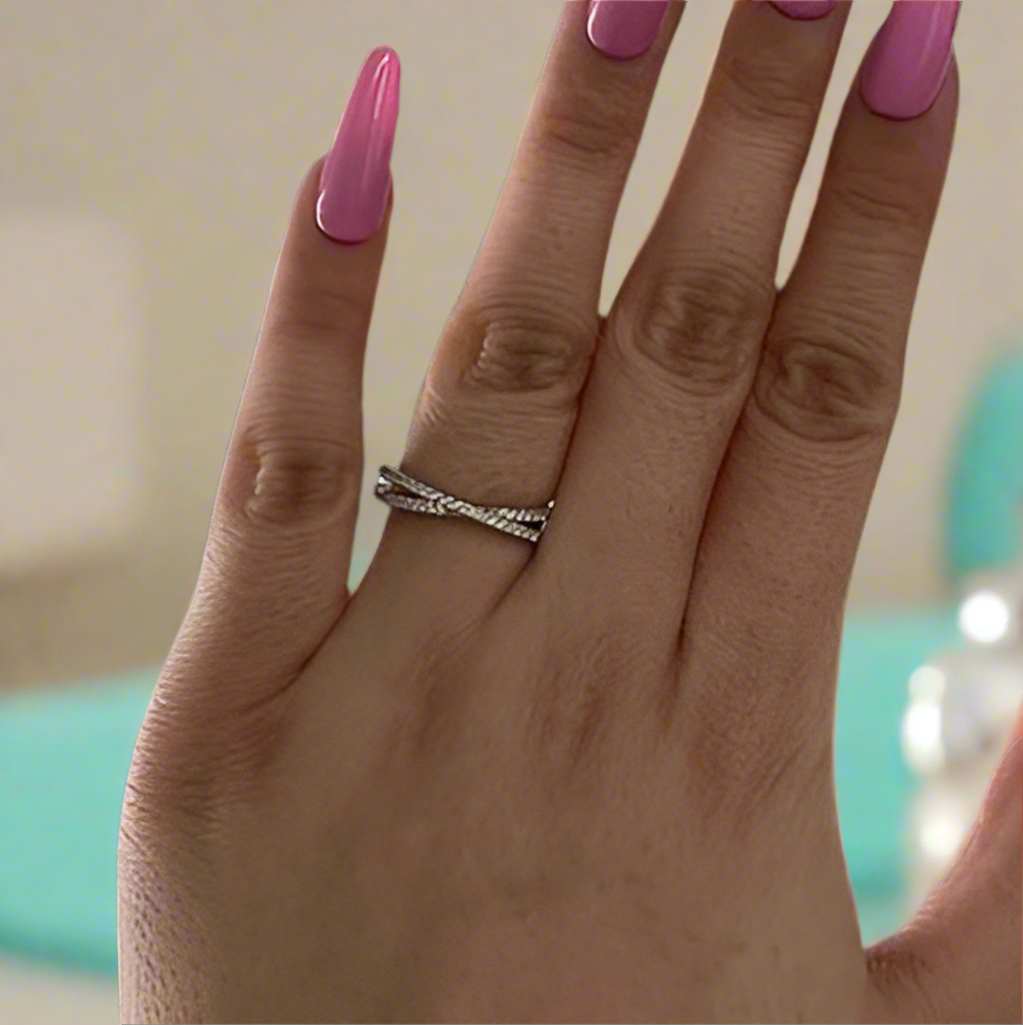 Classic X Criss Cross Diamond Wedding Band-Evani Naomi Jewelry