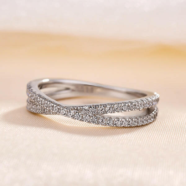 Classic X Criss Cross Diamond Wedding Band-Evani Naomi Jewelry