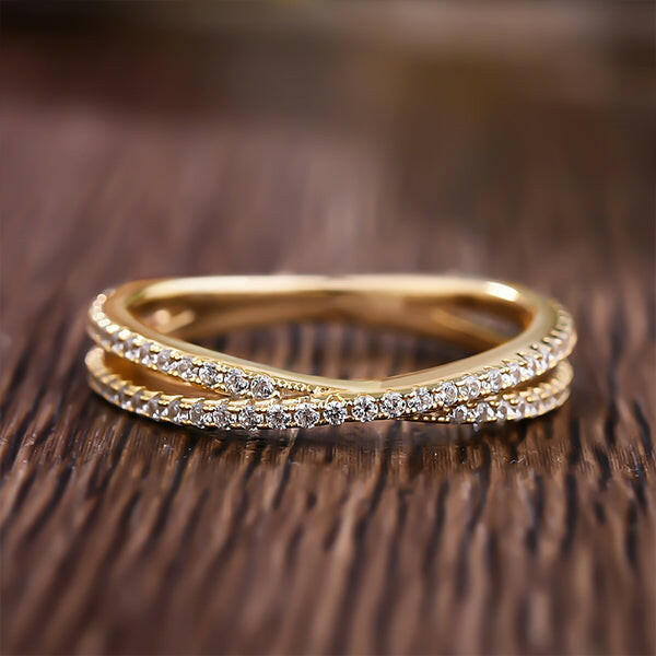 Classic X Criss Cross Diamond Wedding Band-Evani Naomi Jewelry