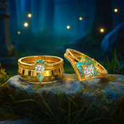 Cleric Ring Set- Video Game Inspired Rings in 14k White Gold - Evani Naomi Jewelry