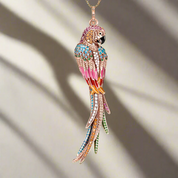 Colorful Parrot with Diamond Pendant-Evani Naomi Jewelry
