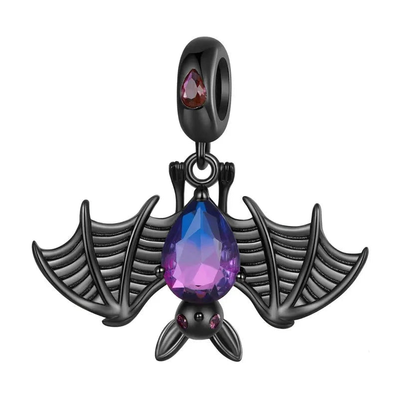 Cool Black Bat with Rainbow Pear-Cut Stone Charm-Evani Naomi Jewelry