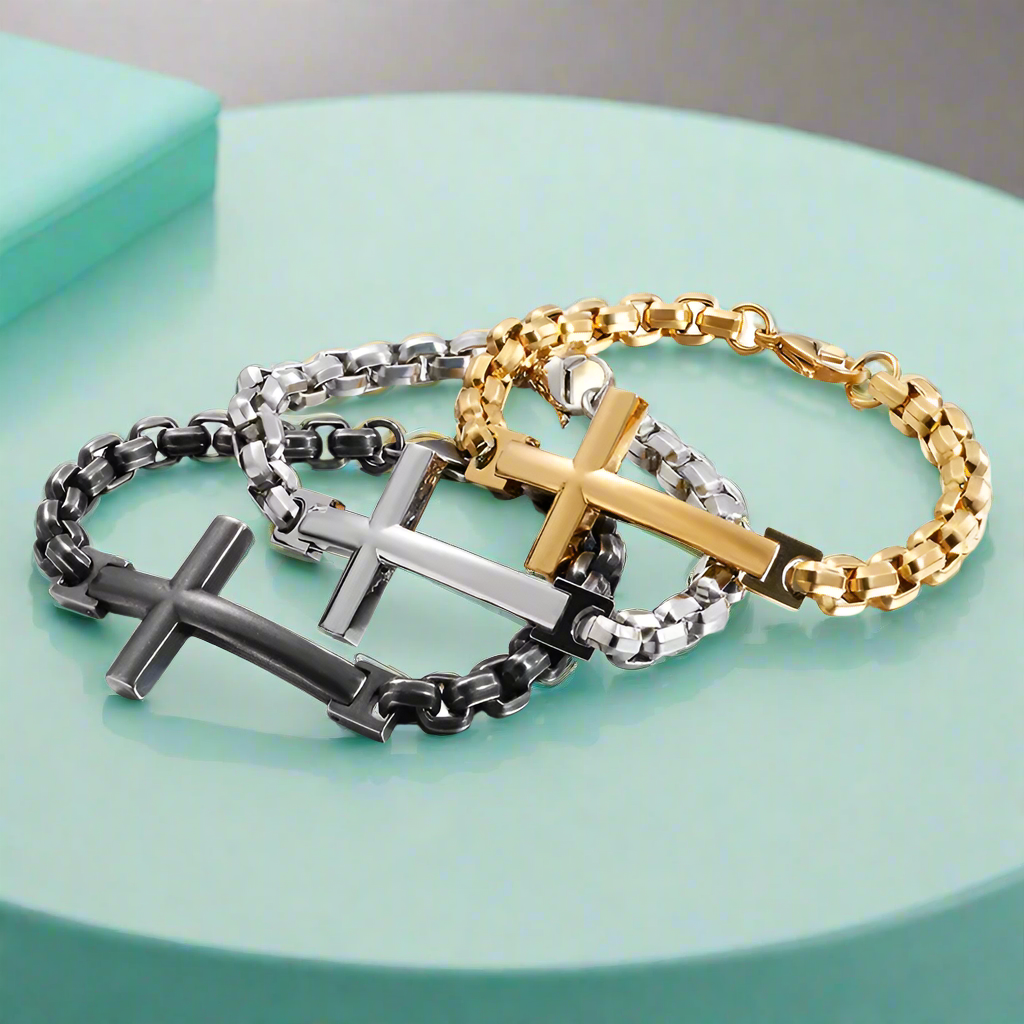 Cross and Chains Punk Bracelet-Evani Naomi Jewelry