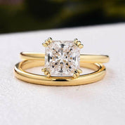 Cushion Cut 1.8ct Diamond Yellow Gold Bridal Ring Set-Evani Naomi Jewelry