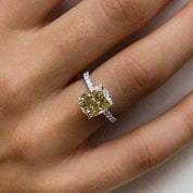 Cushion Cut 3.0 ct Yellow Sapphire Diamond Engagement Ring-Evani Naomi Jewelry