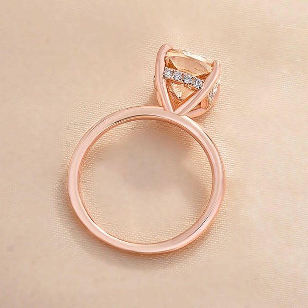 Cushion Cut 3.0ct Champagne Diamond Rose Gold Engagement Ring-Evani Naomi Jewelry