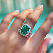 Cushion Cut 8.0ct Paraiba Tourmaline with Halo Bridal Set-Evani Naomi Jewelry