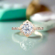 Cushion Cut Diamond Antique Milgrain Engagement Ring-Evani Naomi Jewelry