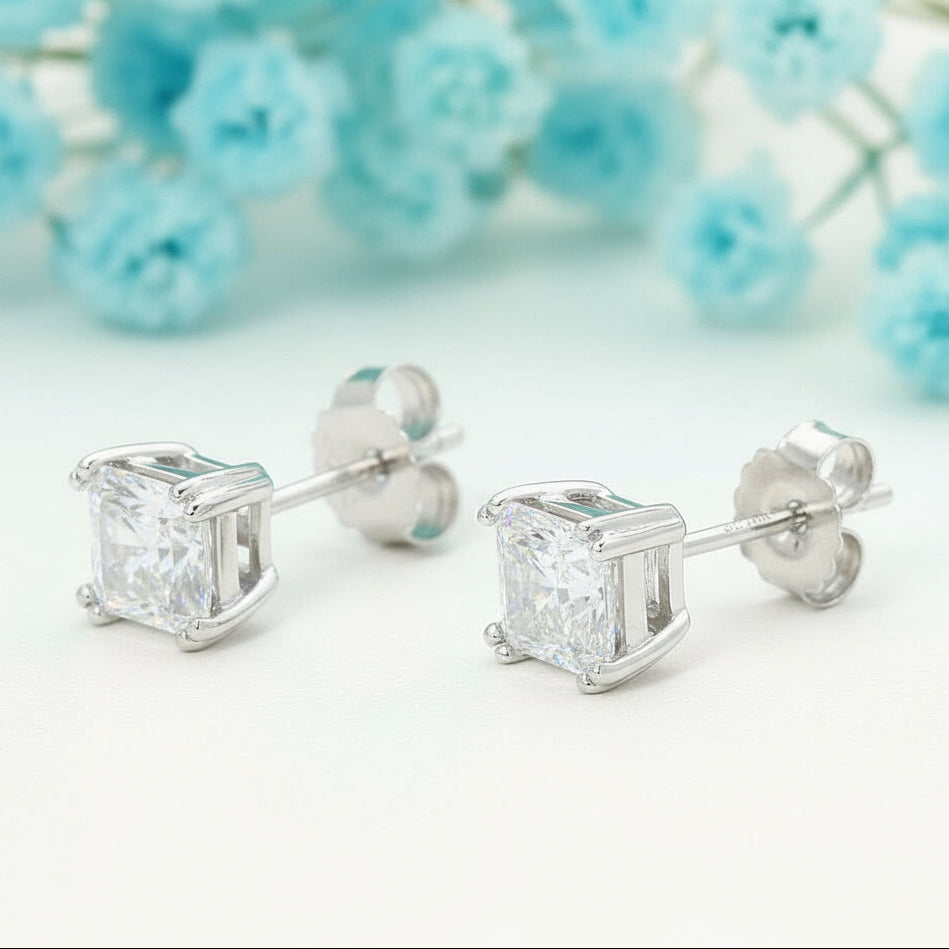 Cushion Cut Diamond Stud Earrings-Evani Naomi Jewelry