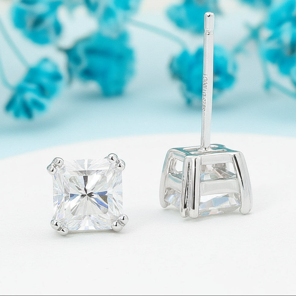Cushion Cut Diamond Stud Earrings-Evani Naomi Jewelry