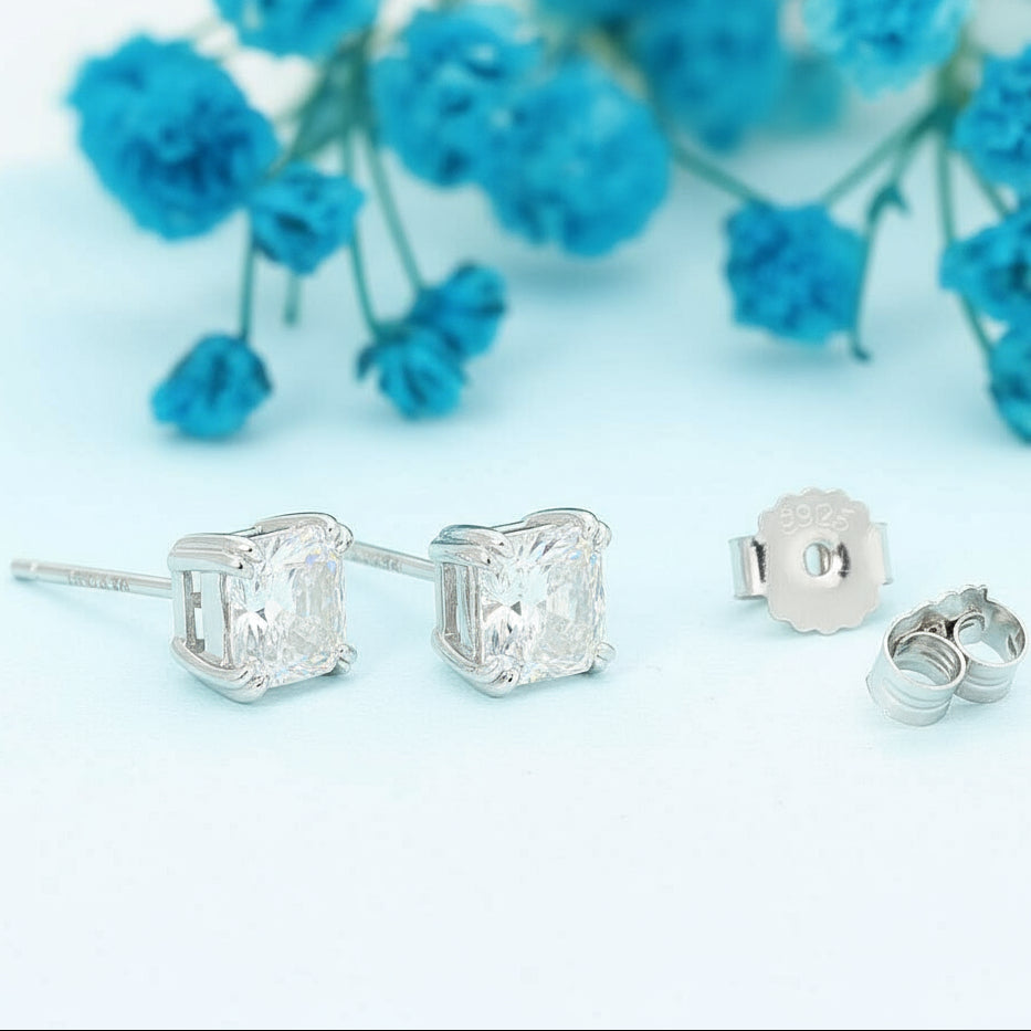 Cushion Cut Diamond Stud Earrings-Evani Naomi Jewelry