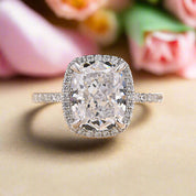 Cushion Cut Diamond with Halo Engagement Ring-Evani Naomi Jewelry