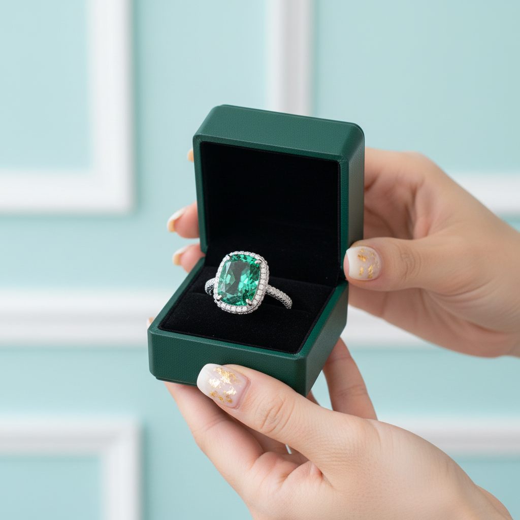 Cushion Cut Paraiba Tourmaline Diamond Option with Halo Engagement Ring - Evani Naomi Jewelry
