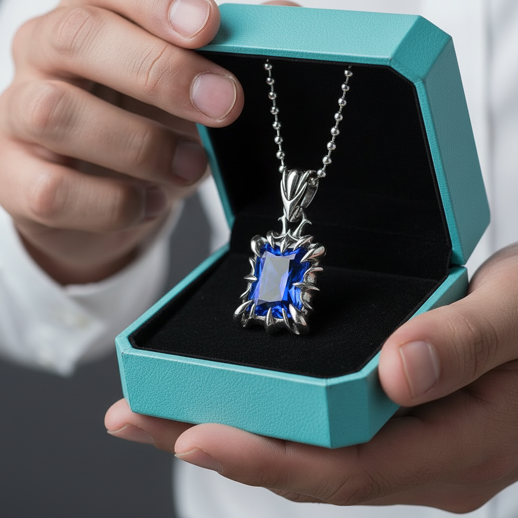 Cushion-cut Sapphire Birthstone Punk Necklace - Evani Naomi Jewelry