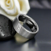 Diagonal Three Stone Tungsten Men's Wedding Band-Evani Naomi Jewelry