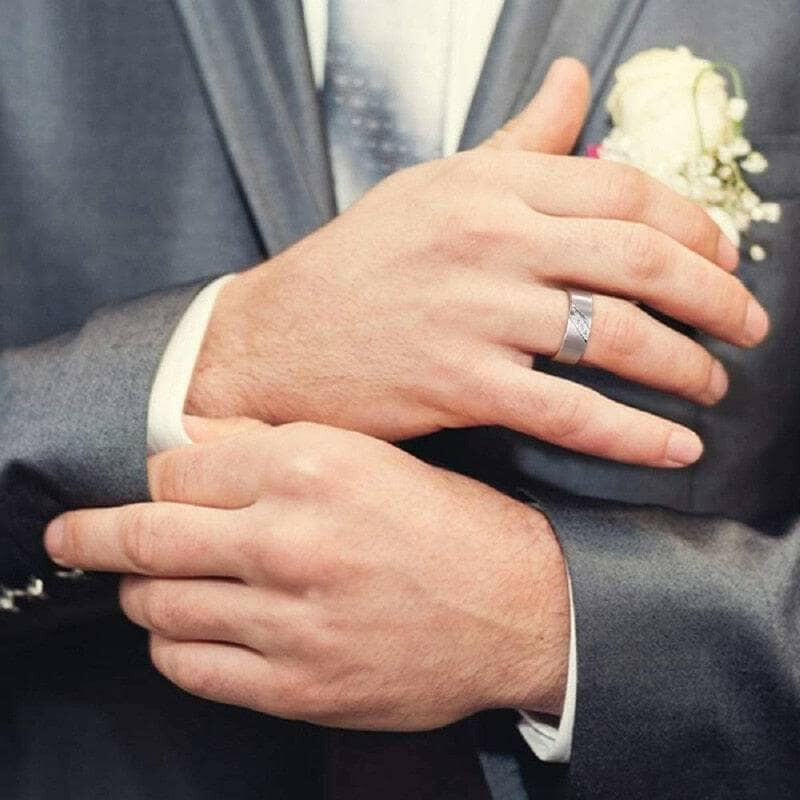 Diagonal Three Stone Tungsten Men's Wedding Band-Evani Naomi Jewelry