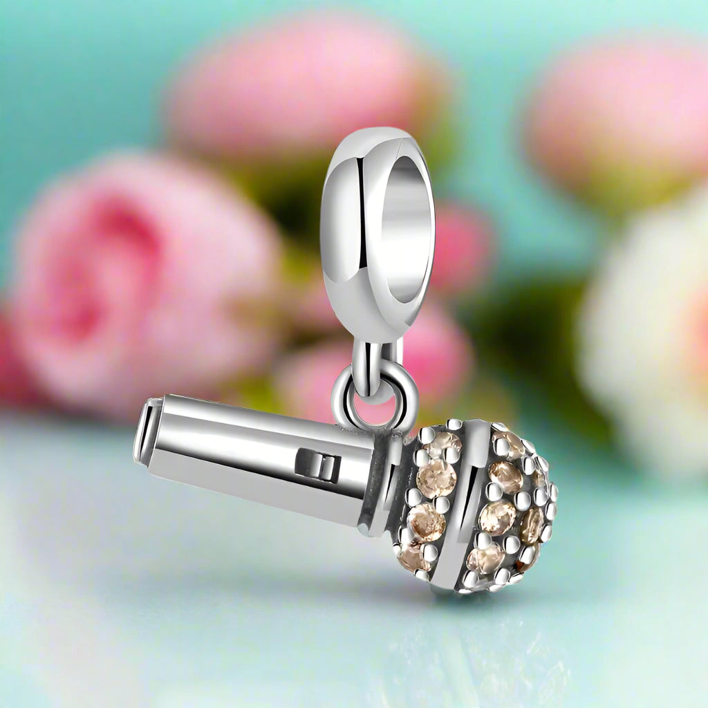 Diamond-Embedded Microphone Charm-Evani Naomi Jewelry