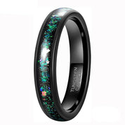 Domed Unisex Tungsten Wedding Band with Multi-Colors Opal Inlay-Evani Naomi Jewelry