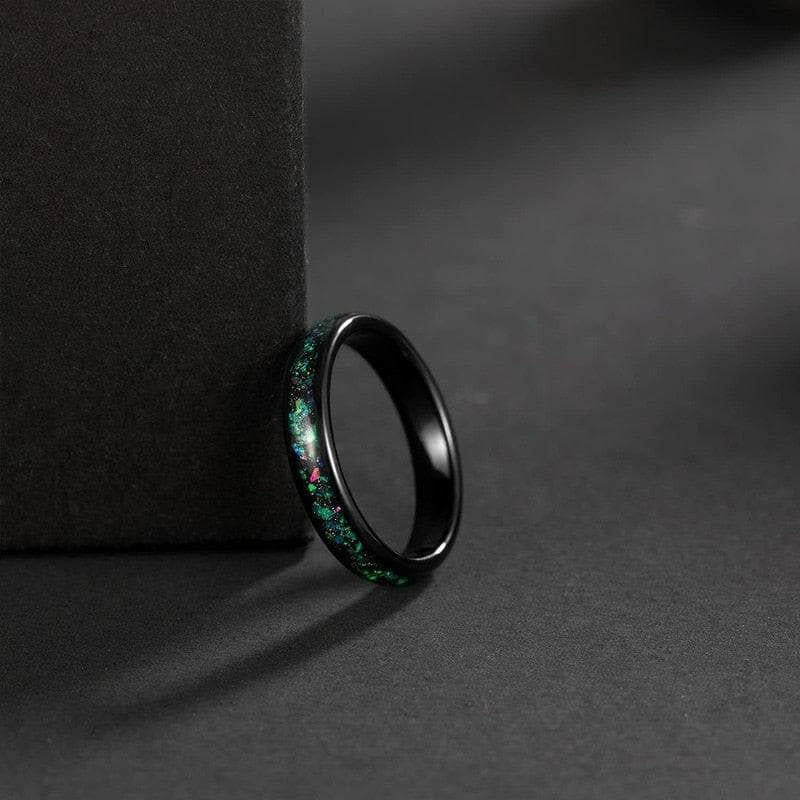 Domed Unisex Tungsten Wedding Band with Multi-Colors Opal Inlay-Evani Naomi Jewelry