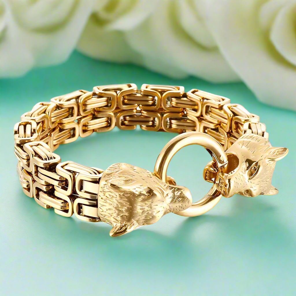 Double Royal Chain Wolf Punk Bracelet-Evani Naomi Jewelry