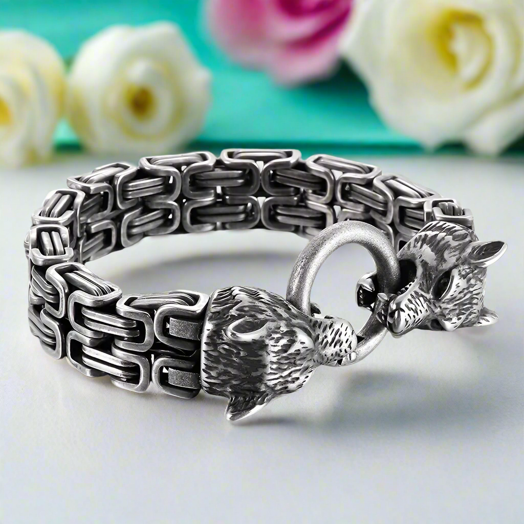 Double Royal Chain Wolf Punk Bracelet-Evani Naomi Jewelry