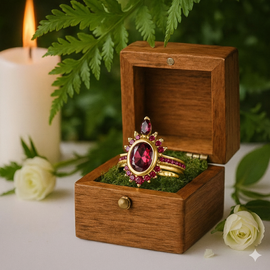 Round-cut Ruby Birthstone Engagement Ring - Evani Naomi Jewelry